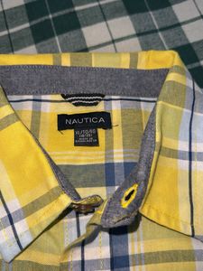 Nautica Yellow Plaid And Red T Shirt