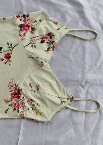 NEWME Cream Floral Spaghetti Straps Dress