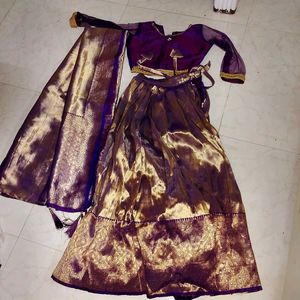 Designer Lehenga Choli Set golden and purple