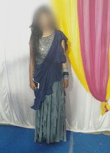 Elegant Blue Embellished Ethnic Gown