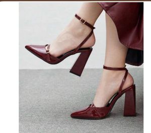 Chic Burgundy Block Heel Sandals