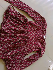 Maroon Floral Print Kurta