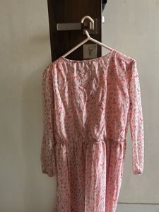 Flowy Pink Floral Midi Dress