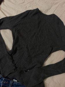 Ribbed Button-Up Cardigan
