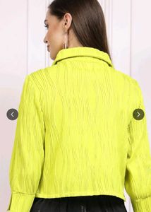 Free delivery! Neon Green Textured Button-Up Shirt
