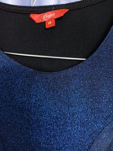 Gliterry Dark Blue Peplum Tops