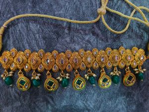 Heavy Elegant Gold Plated Kundan Necklace Set