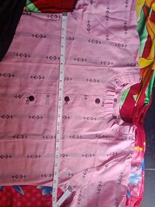 Pink Printed Kurta with Black Pants