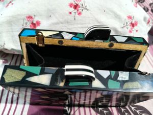 Wooden Mosaic Clutch Bag