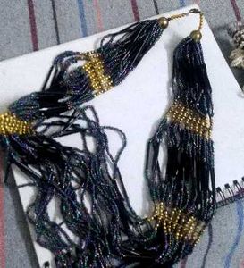 Beaded Black &amp; Gold Necklace