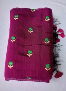 Elegant Purple Silk Saree with Embellishments