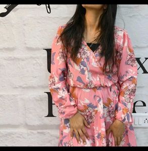 Sale !!!Korean Floral Wrap Dress