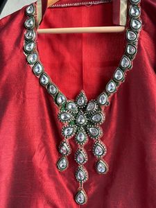 Kundan Work Silk Kurta