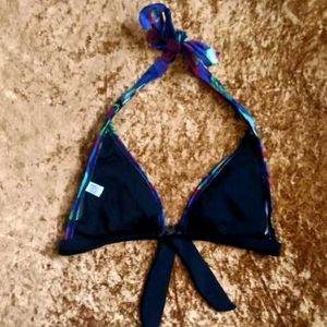 Vibrant Peacock Print Bikini Top