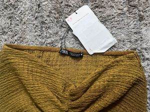Zara gathered textured skirt and top