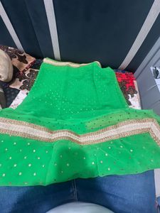 Elegant Green &amp; Gold Embroidered Saree