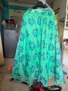 Green Floral Print Blouse with Cutout Back