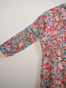 Floral Chiffon Collar Neck Women's Ethnic Dress💖