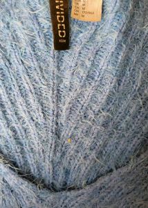 H&amp;M Blue Fuzzy Knit Sweater