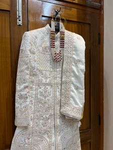 Manyavar Sherwani Set with Mala Safa (Pagdi) and D