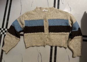 New Cozy Striped Button-Up Cardigan