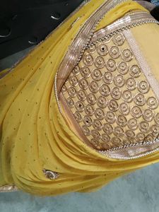Yellow Embroidered grara Set