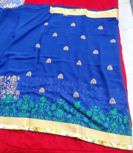 Elegant Blue &amp; Green Saree
