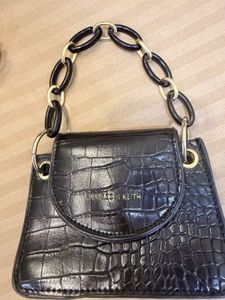 Stylish Black Croc Embossed Handbag