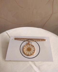 Daisy Real Flower Necklace Pendant
