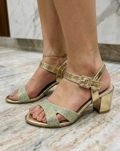 Elegant Gold Heeled Sandals