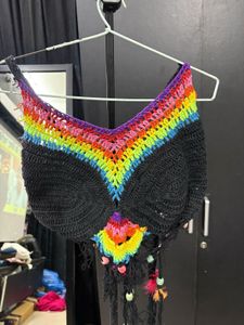 Boho Rainbow Crochet Crop Top