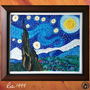 Handmade Starry Night Canvas Painting