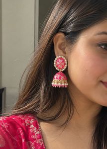 💕 New Pink Jhumka Earrings