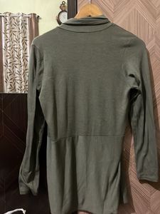 Olive Green Open Front Cardigan
