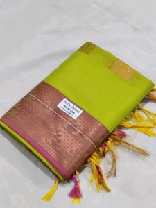 Lime Green Soft Silk Allover Boota Saree