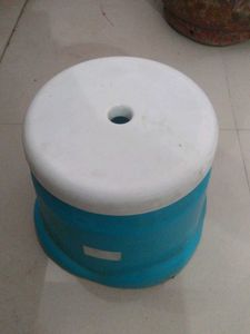 Blue and White Plastic Stool