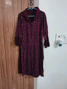 Beautiful Maroon Floral Embroidered Kurta