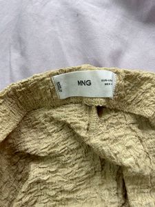 Crinkled Beige Wide Leg Pants