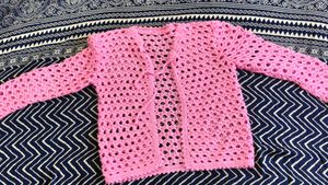 Pink Crochet Cardigan
