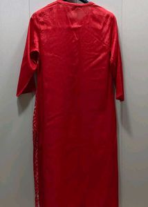 Vibrant Red Floral Print Kurta..