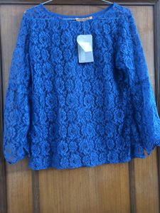 Blue Laced Top with Bell Sleeves