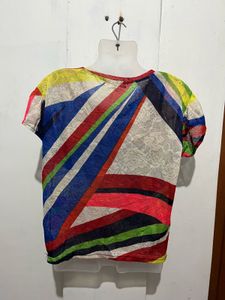 Colorful Striped Mesh Top