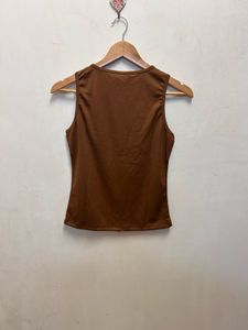 Brown Button-Down Tank Top