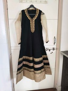 Elegant Black & Gold Embroidered Anarkali Gown