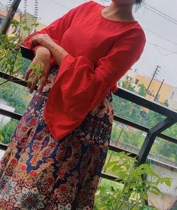 Viral Red Bell Sleeve Top