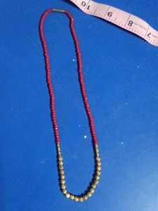 Elegant Red Bead &amp; Gold Necklace Set
