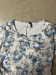 Blue Floral Midi Dress