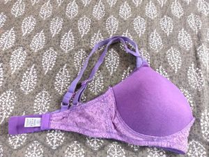 Purple Lace Trim Bra