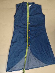 Sleeveless cotton Denim blend kurti new with tag