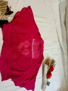 Vibrant Pink Crocheted  shrug